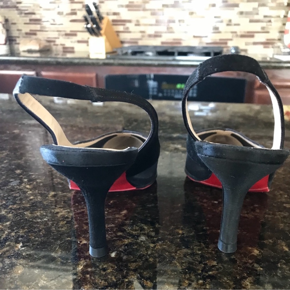 Christian Louboutin Black Pointed Slingback Pumps with Red Sole - Picture 4 of 8
